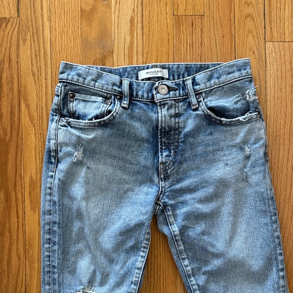 Moussy Vintage sz 26 Distressed Blue Jeans zip fly great pre owned condition - Picture 2 of 9